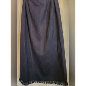 K33 Harve Benard Dark Gray pin striped A-line Fringed Business Formal Skirt